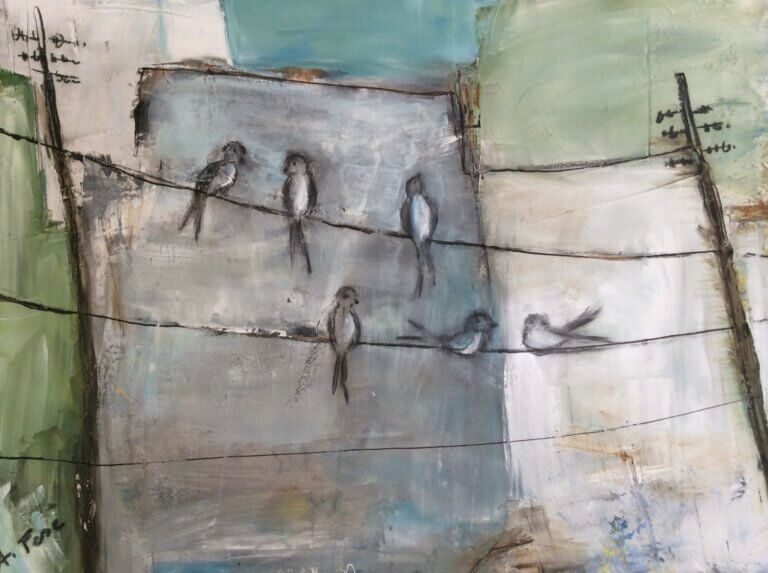 Vogel auf dem Drahtseil