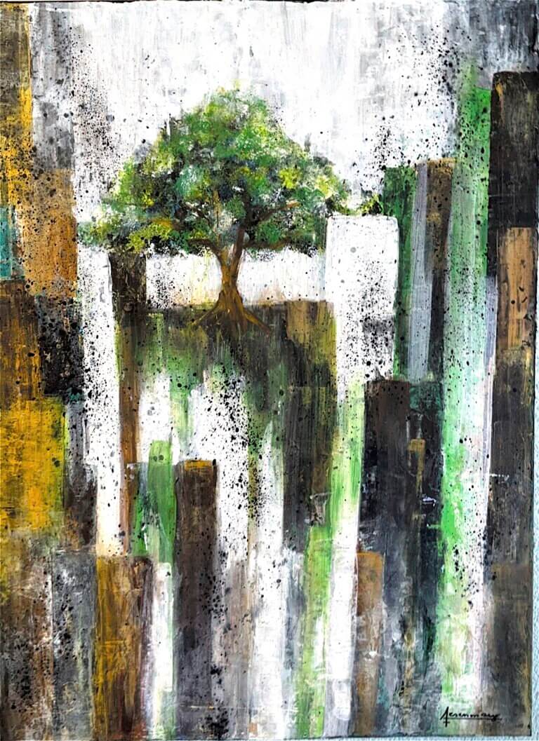 Baum in Bedrängnis